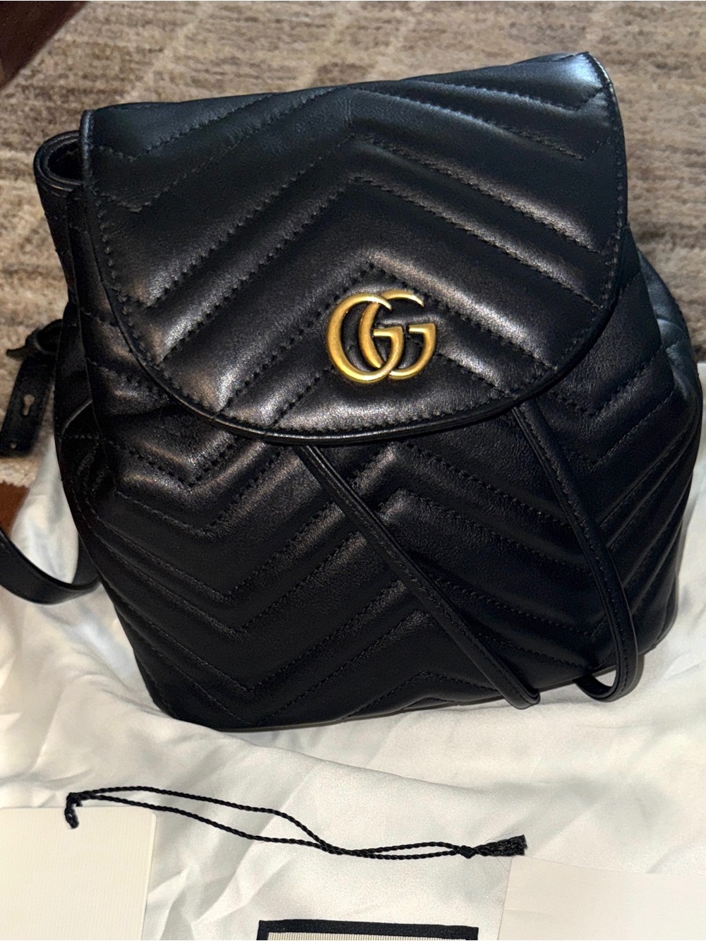 Gucci Black GG Marmont Quilted Leather Mini Backpack